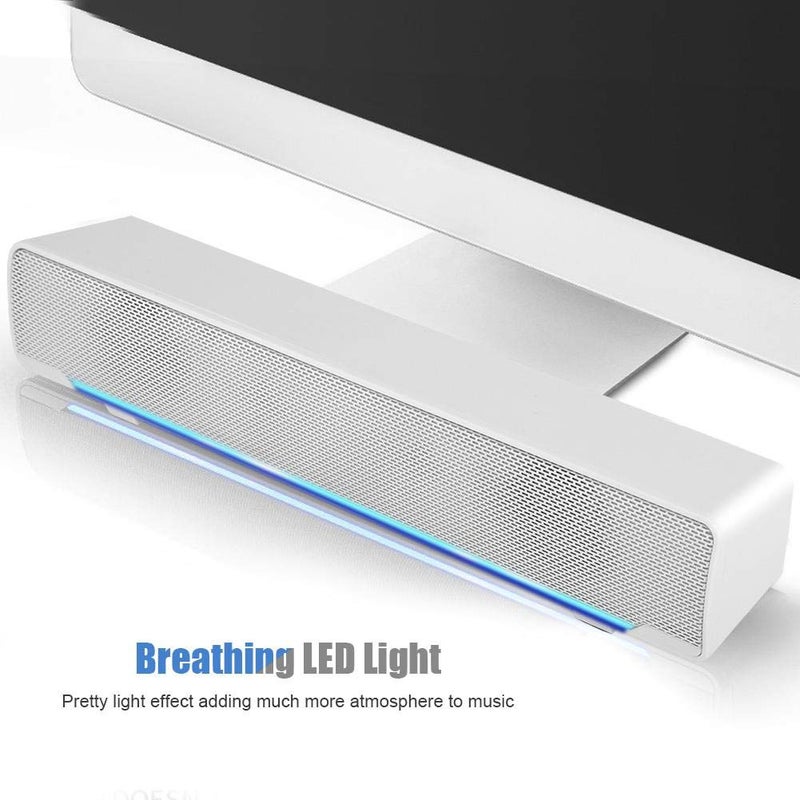 Pomya Soundbar,Professional Computer Speakers Multi-Function Stereo Surrounding Deep Bass Sound USB Wired Indoor Music Player Box 3.5mm Input for PC Cellphones (White) - Image 5